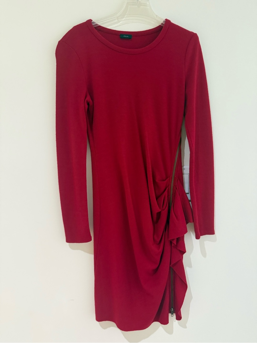 Joseph Burgundy Ruffled Side Zip Dress, Size 8